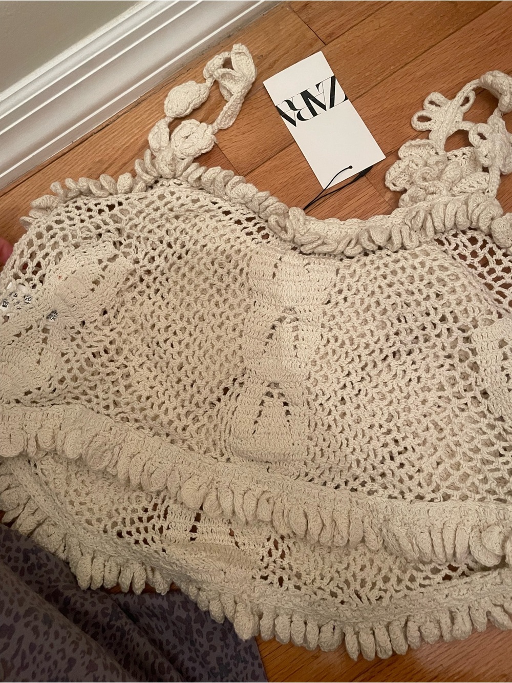 Zara Cream Crochet Flower Appliqué Tank - Picture 2 of 4